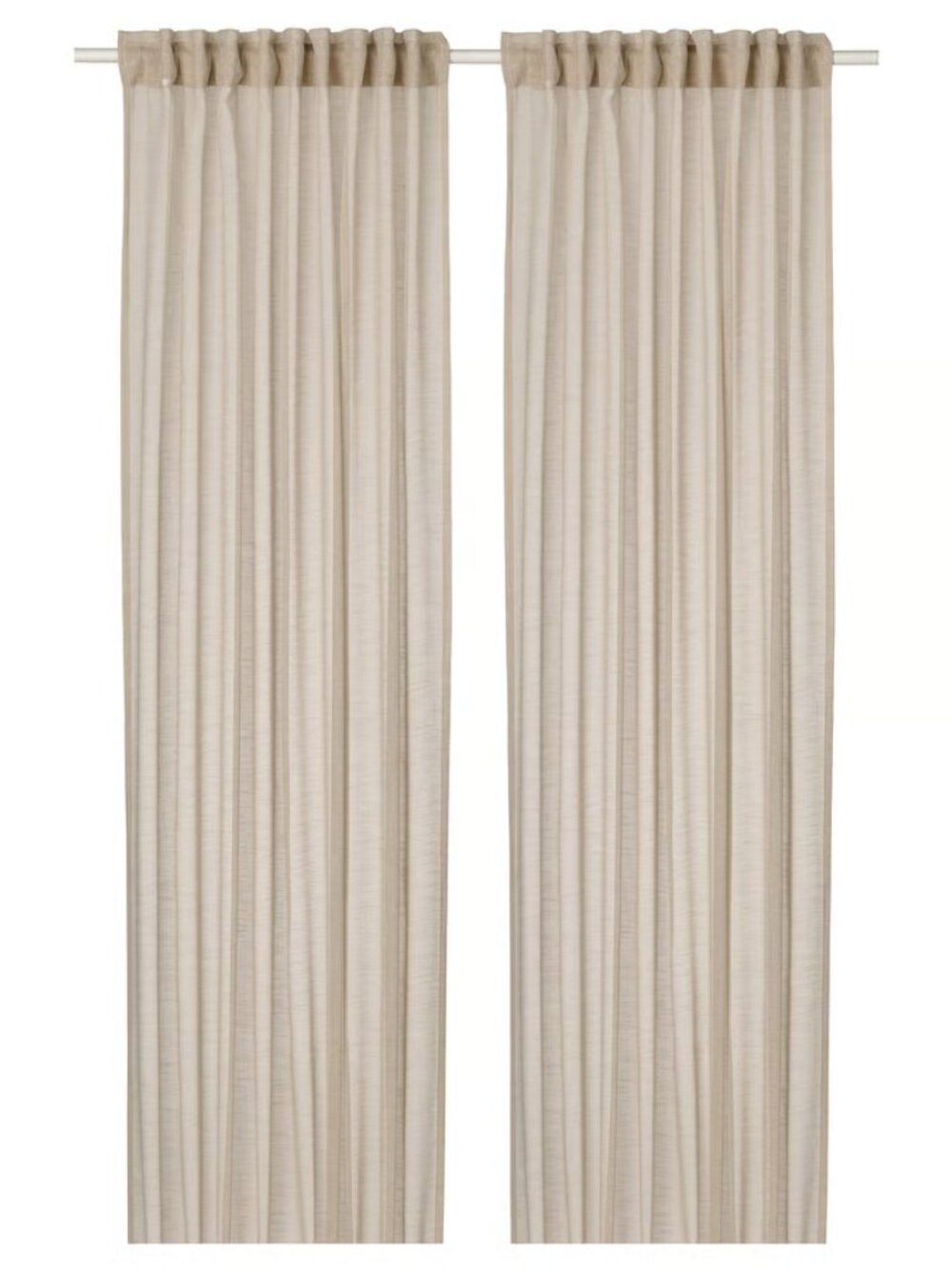 HALLEBRACKA Sheer curtains, 1 pair, light beige/with heading tape 57"x98"
